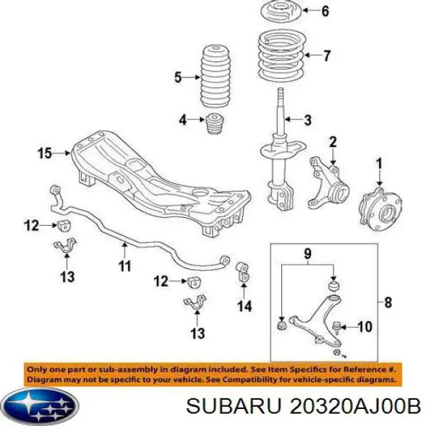 Опора амортизатора переднего Subaru 20320AJ00B