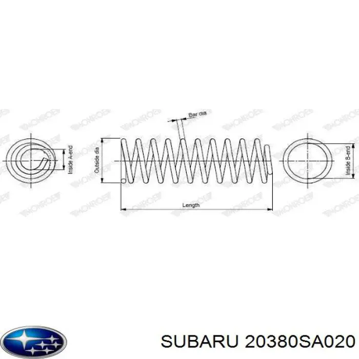 Пружина амортизатора Subaru 20380SA020 цена, от 40.44 USD