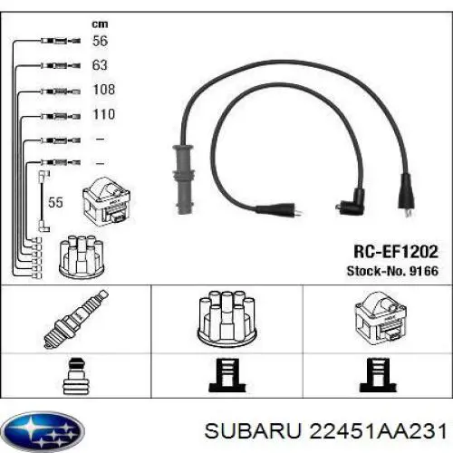 Провода высоковольтные, комплект Subaru 22451AA231