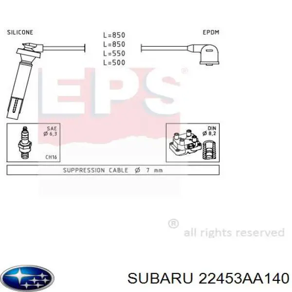 Провод высоковольтный, цилиндр №3 Subaru 22453AA140