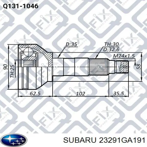 ШРУС наружный передний 23291GA191 Subaru