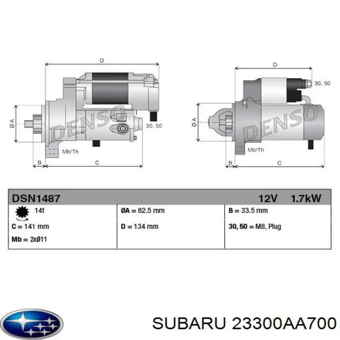 23300AA701 Subaru motor de arranco