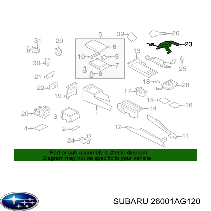 Рычаг ручного тормоза Subaru 26001AG120 цена, от 26.67 USD