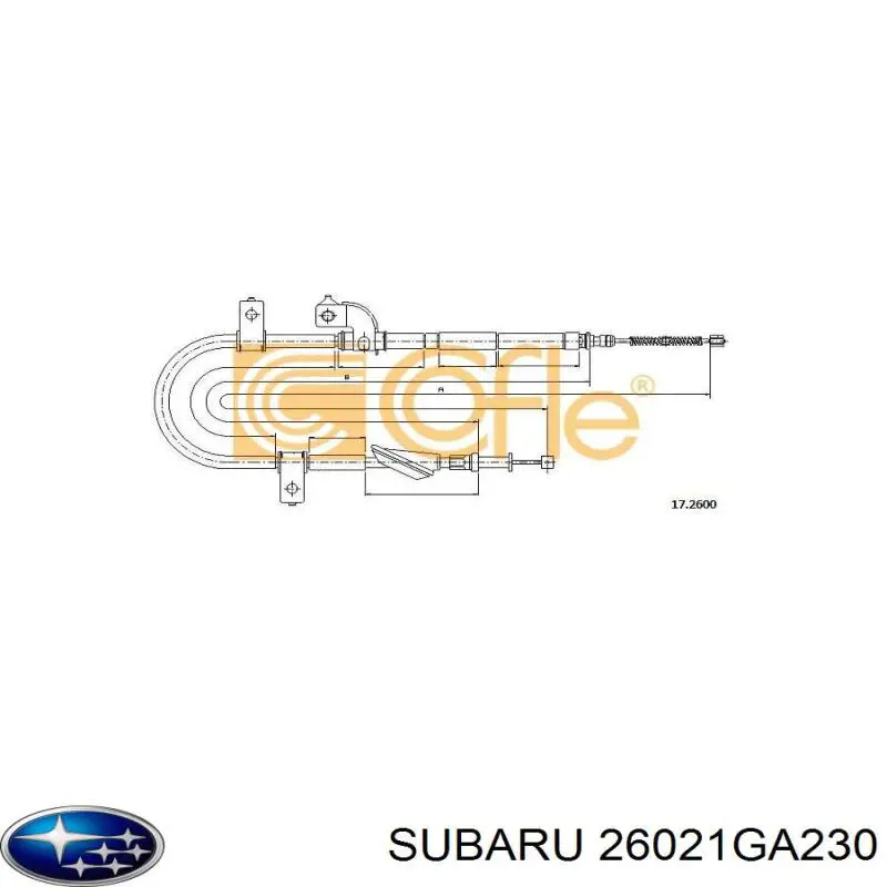 Трос ручного тормоза задний правый Subaru 26021GA230