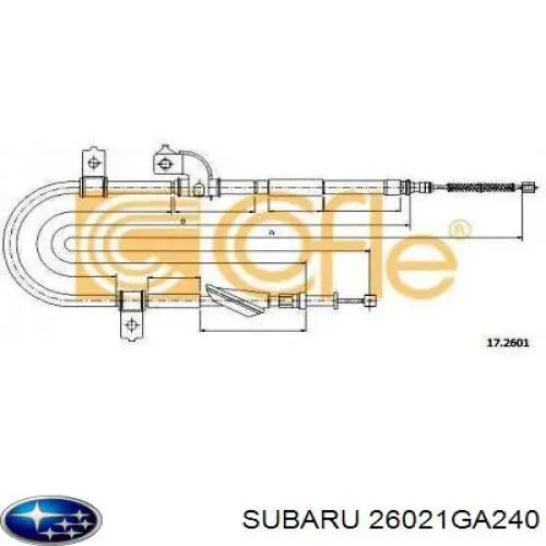 Трос ручного тормоза задний левый Subaru 26021GA240