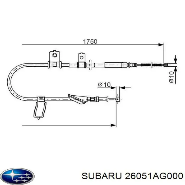 Трос стояночного тормоза задний правый Subaru 26051AG000 цена, от 12.70 USD