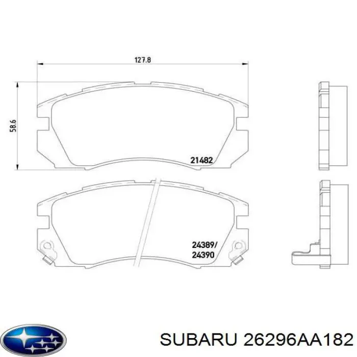 26296AA182 Subaru колодки тормозные передние дисковые