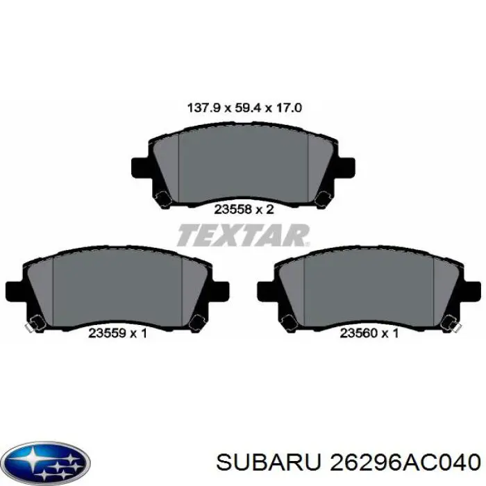 26296AC040 Subaru колодки тормозные передние дисковые