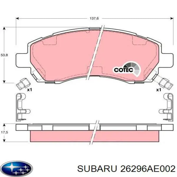 Колодки Subaru 26296AE002 цена, от 22.80 USD