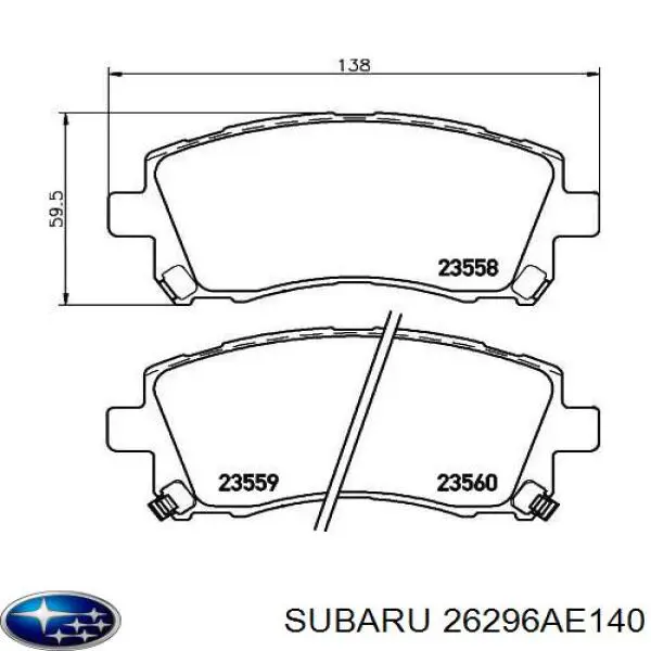 26296AE140 Subaru передние тормозные колодки