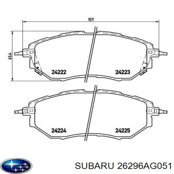 Колодки тормозные передние дисковые SUBARU 26296AG051