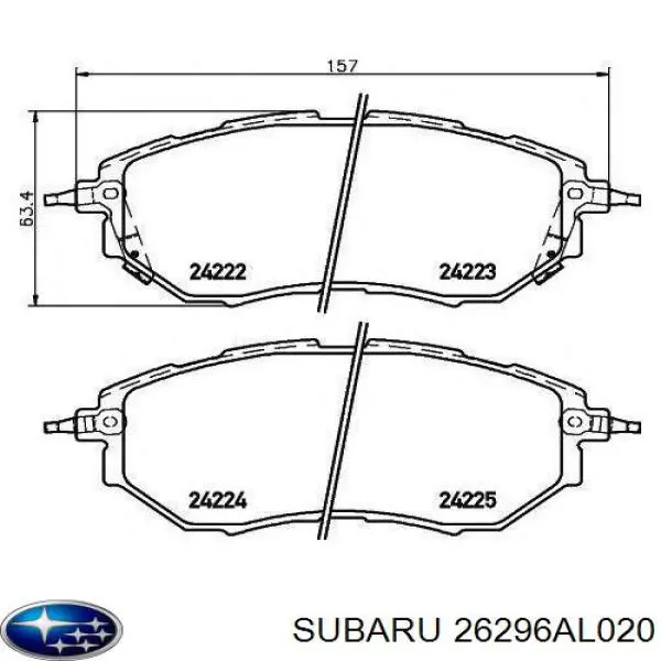 Передние тормозные колодки 26296AL020 Subaru