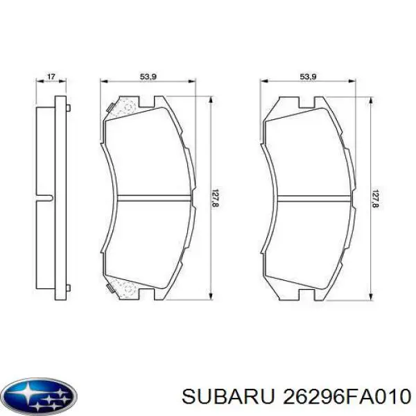 Передние тормозные колодки 26296FA010 Subaru