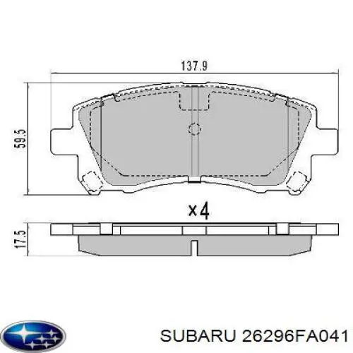 26296FA041 Subaru колодки тормозные передние дисковые