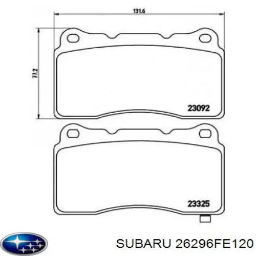 Купить 26296FE120 Subaru Колодки тормозные