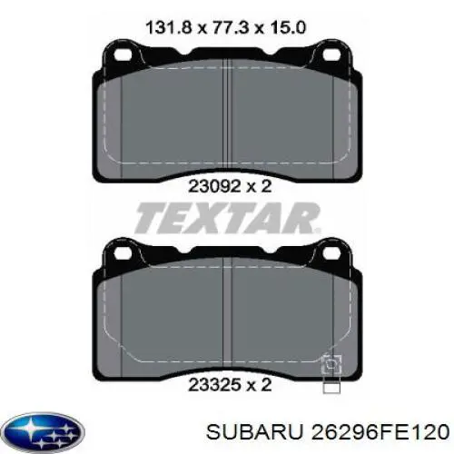 26296FE120 Subaru Колодки передние