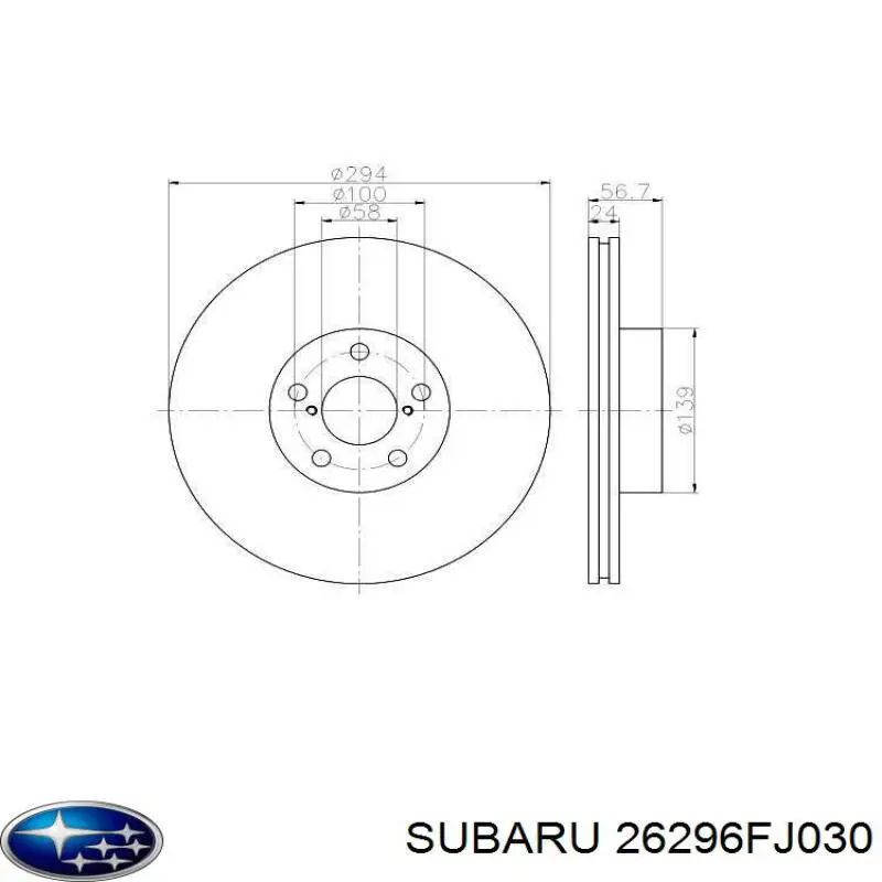 26296FJ030 Subaru колодки тормозные передние дисковые