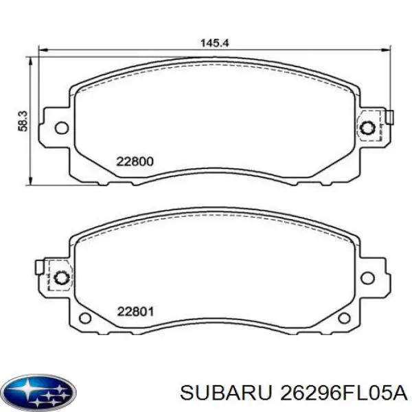 26296FL05A Subaru передние тормозные колодки