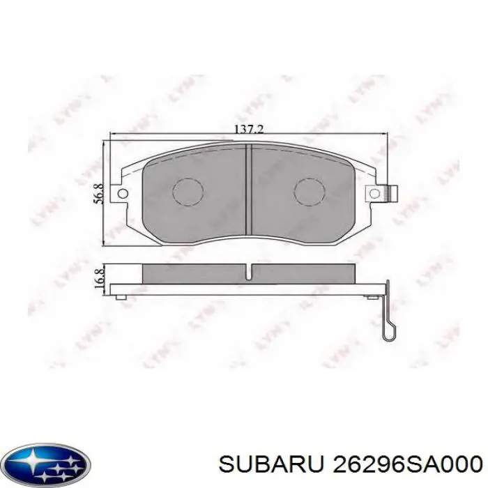 Передние тормозные колодки 26296SA000 Subaru