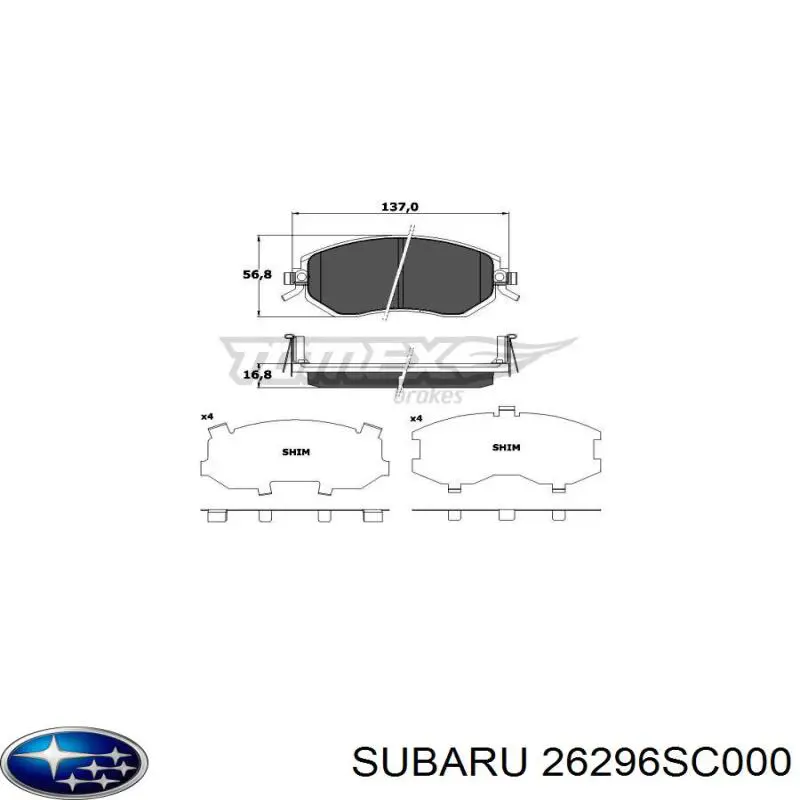 Колодки Subaru 26296SC000 цена, от 22.78 USD
