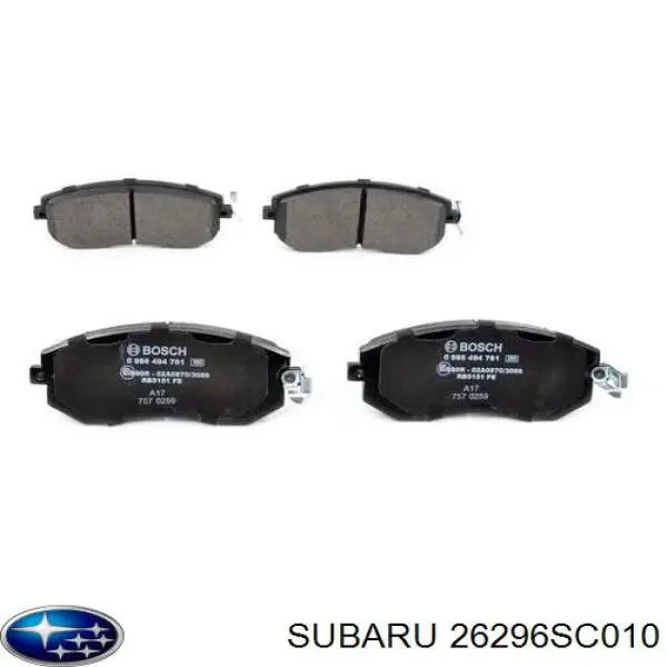 Передние тормозные колодки 26296SC010 Subaru