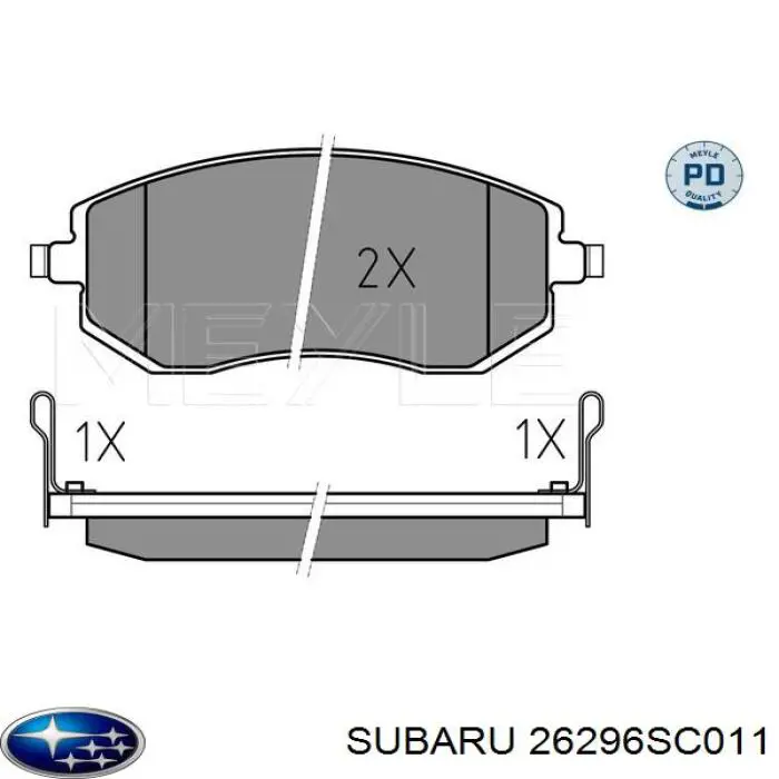 Колодки тормозные передние дисковые SUBARU 26296SC011