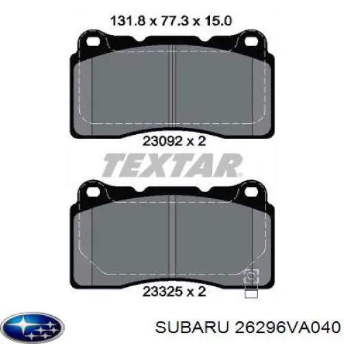 Купить 26296VA041 Subaru Колодки тормозные