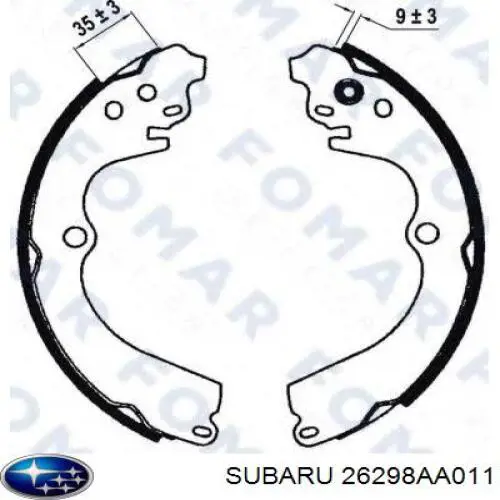 26298AA011 Subaru Барабанные тормозные колодки