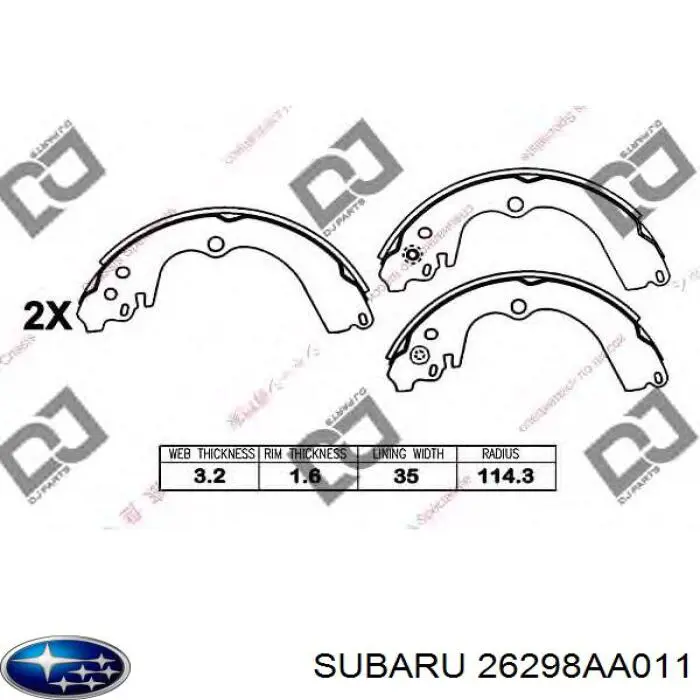 Купить 26298AA011 Subaru Задние барабанные тормозные колодки