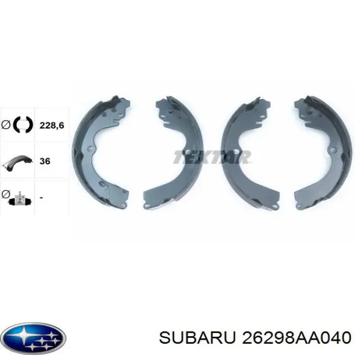Задние барабанные колодки 26298AA040 Subaru