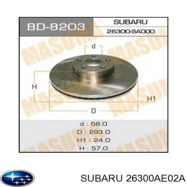 26300AE02A Subaru Диск тормозной передний