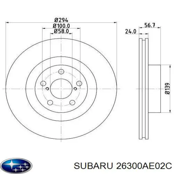 26300AE02C Subaru диск тормозной передний
