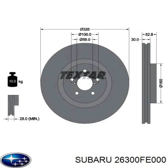 26300FE000 Subaru диск тормозной передний