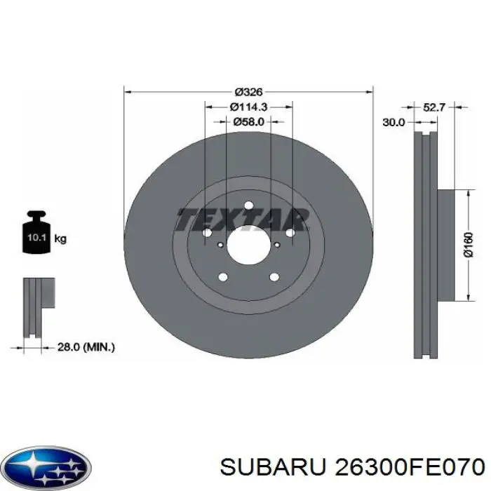 Передние тормозные диски 26300FE070 Subaru