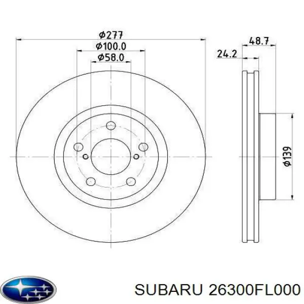 Купить 26300FL000 Subaru Ротор тормозной