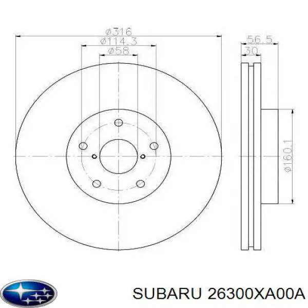 26300XA00A Subaru диск тормозной передний