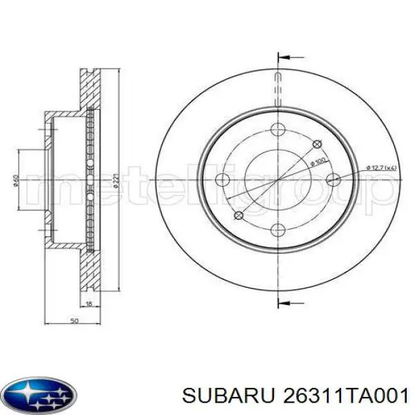 Передние тормозные диски 26311TA001 Subaru