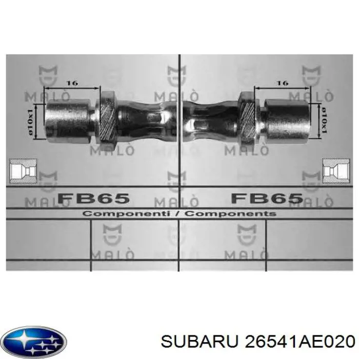 Шланг тормозной задний Subaru 26541AE020