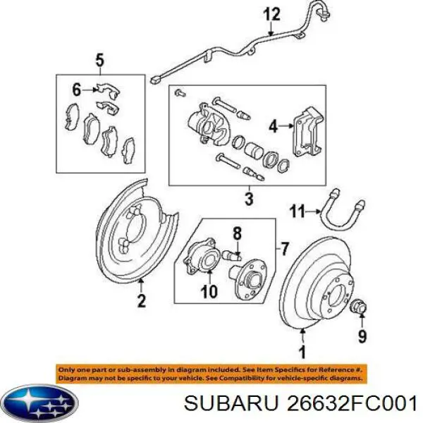 Комплект пружинок крепления дисковых колодок задних SUBARU 26632FC001