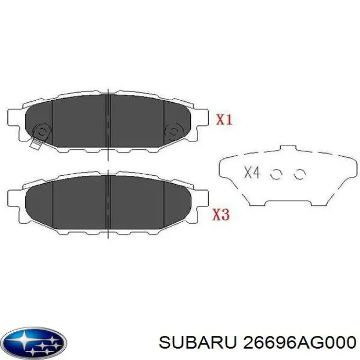 Задние дисковые колодки Subaru 26696AG000