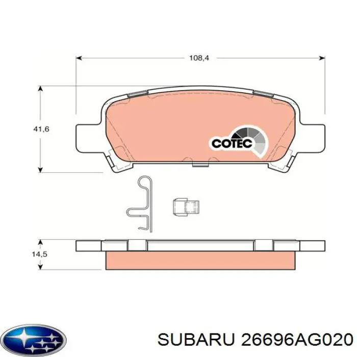 Sapatas do freio traseiras de disco 26696AG020 Subaru