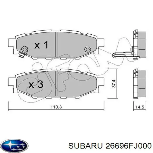 Sapatas do freio traseiras de disco 26696FJ000 Subaru