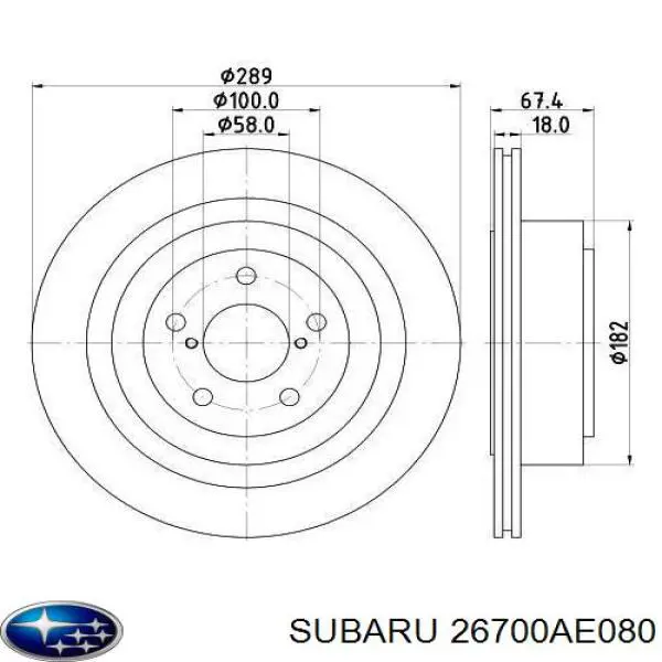Тормозные диски 26700AE080 Subaru