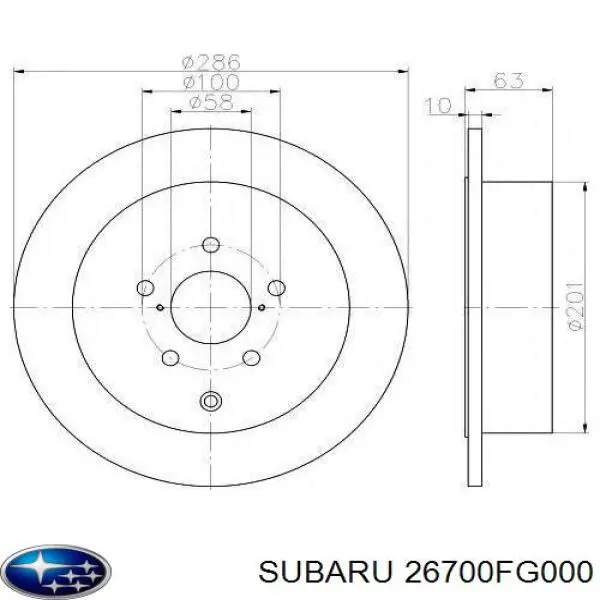 26700FG000 Subaru диск тормозной задний