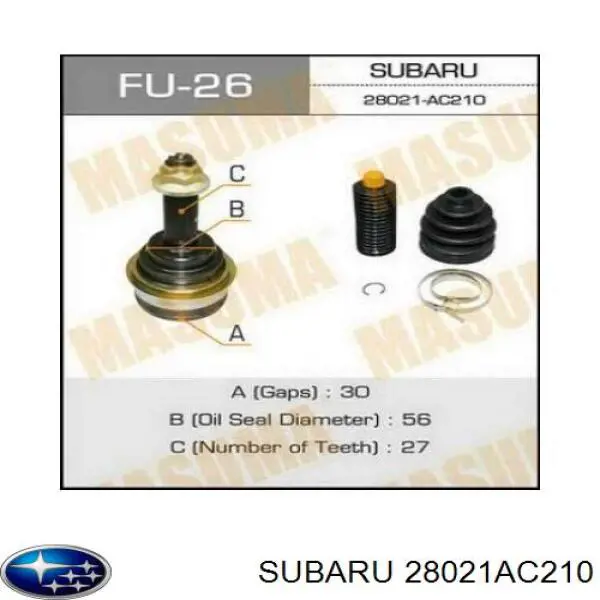 Полуось передняя 28021AC210 Subaru