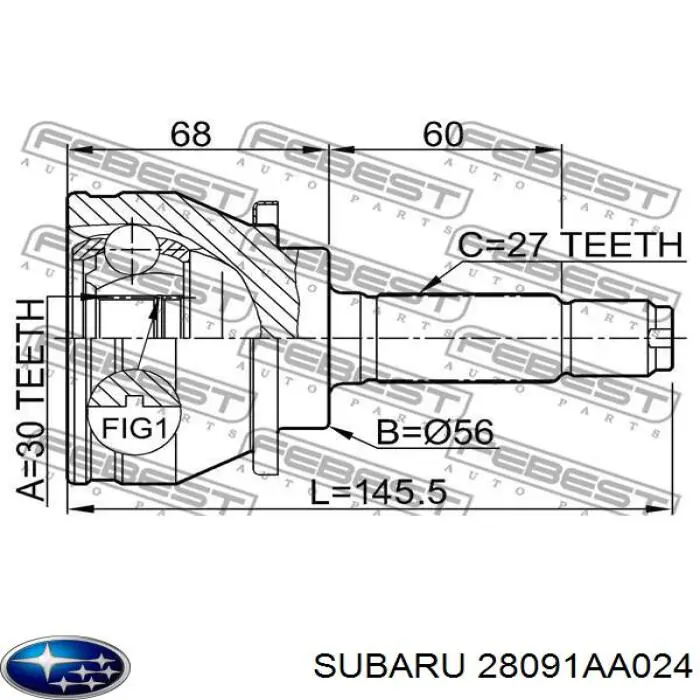 Купить 28091AA024 Subaru Внешняя граната