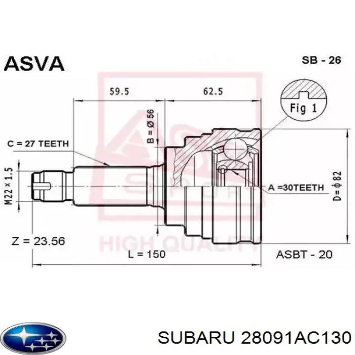 ШРУС наружный передний 28091AC130 Subaru