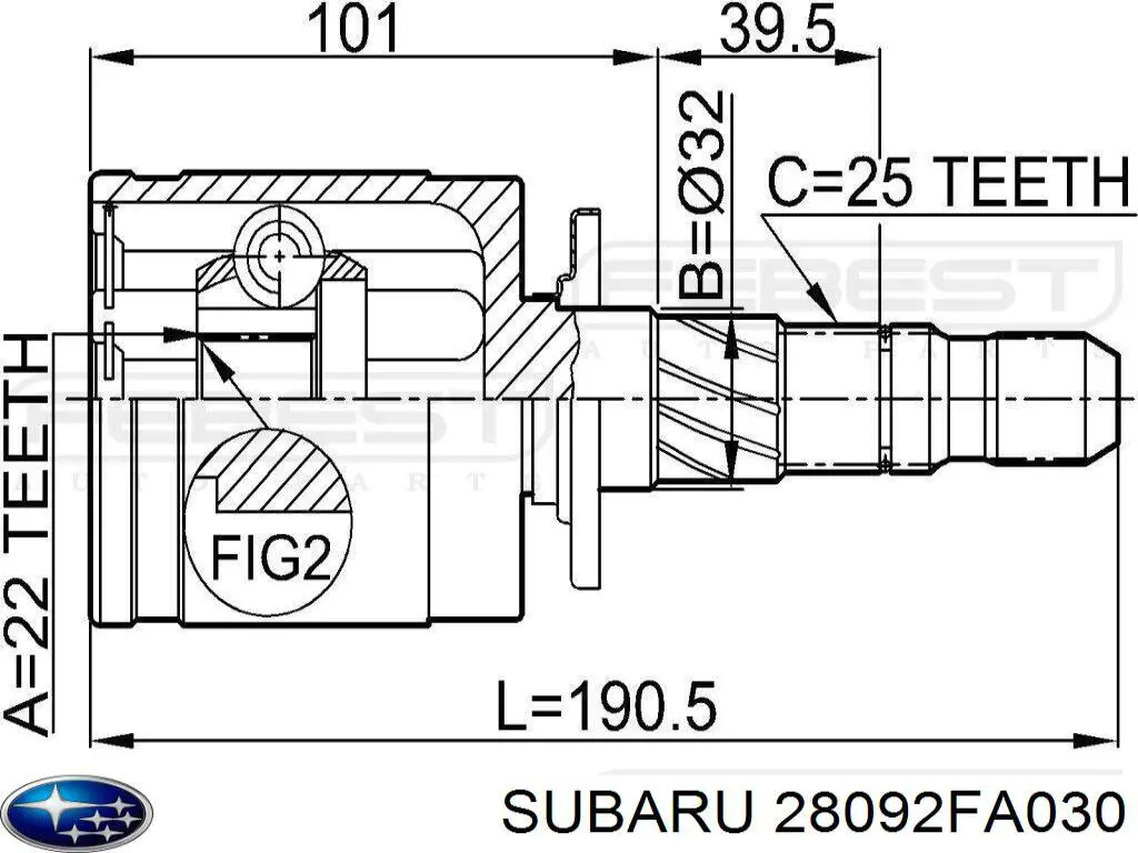 ШРУС внутренний задний 28092FA030 Subaru