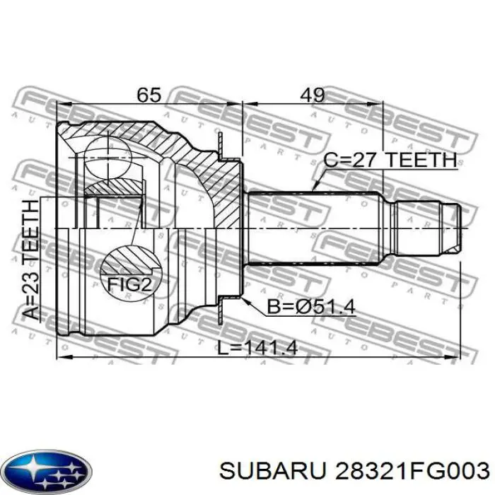 Ось передняя Subaru 28321FG003