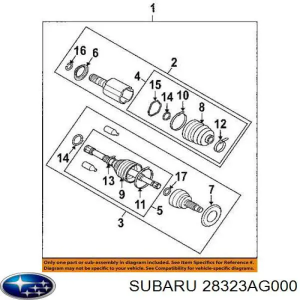 Купить 28323AG000 Subaru Пыльник гранаты наружный, передний